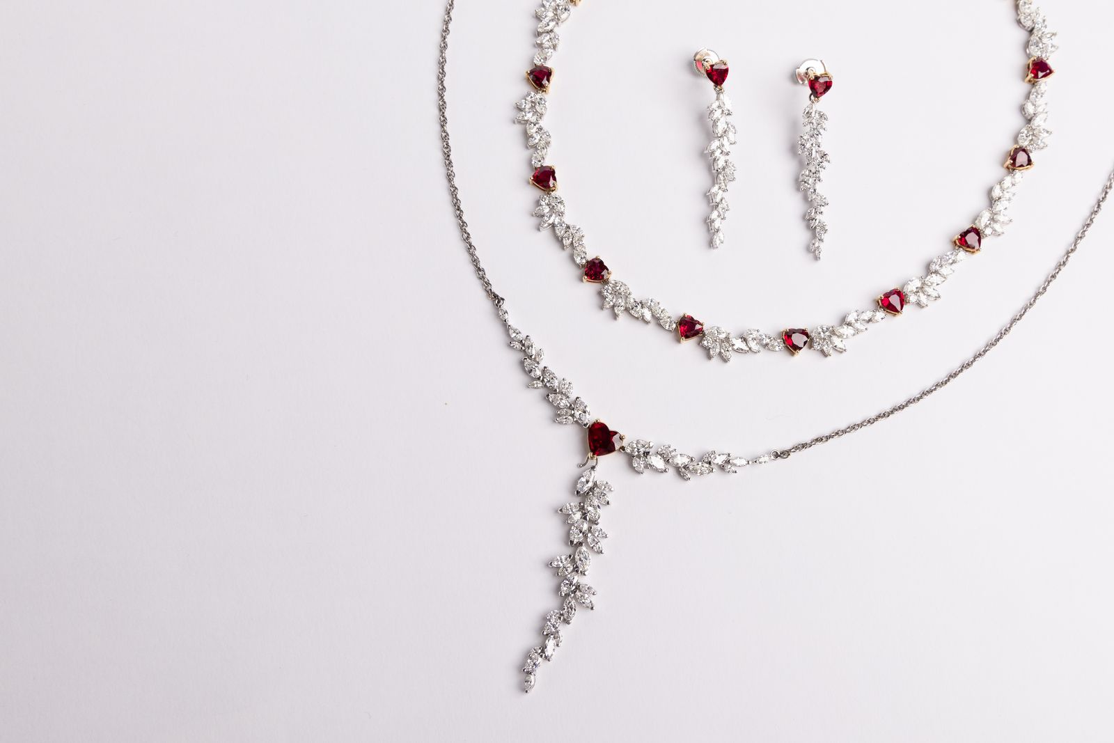An estate jewelry suite of necklace and matching earrings