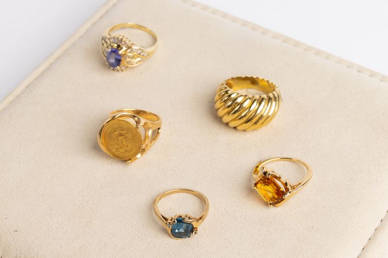 Gold rings on a tray